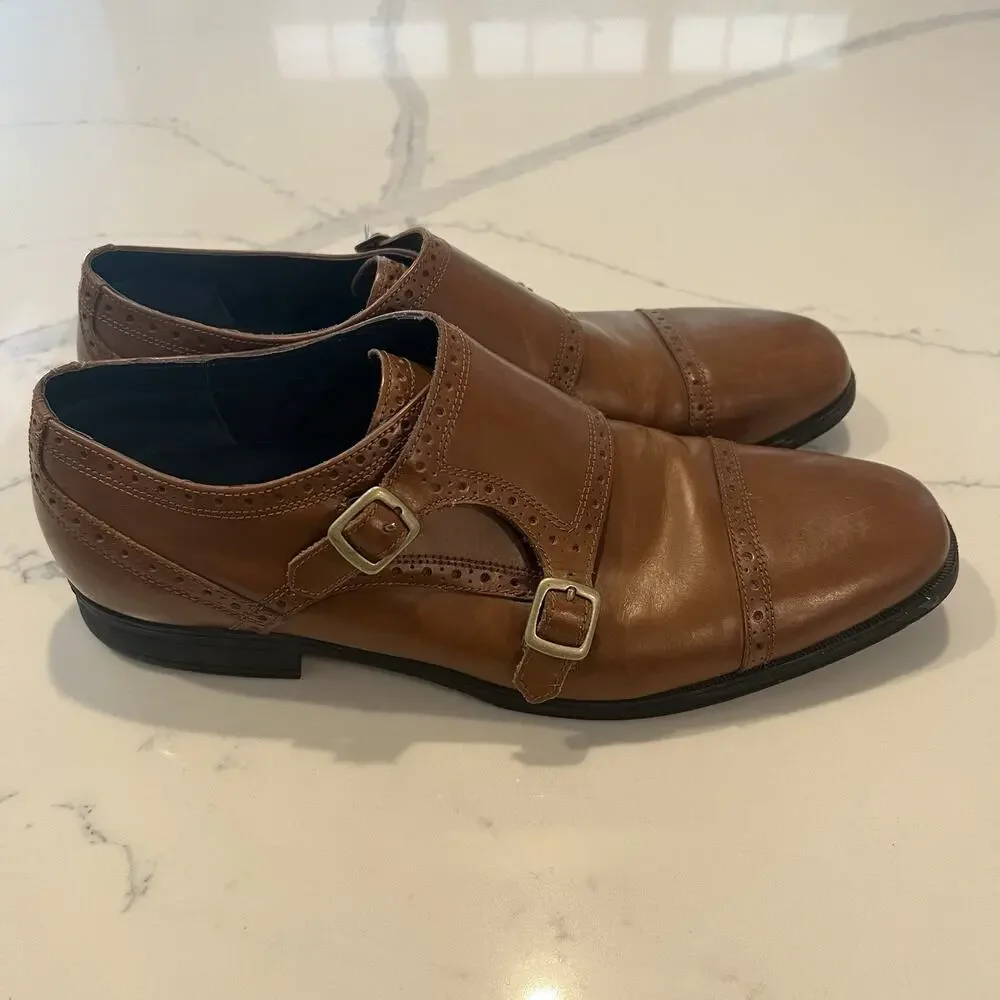 Cole Haan Grand OS Double Monk Strap Shoes Men’s Size 11.5 Brown Leather